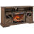 60 Inch Electric Fireplace  Entertainment Center With Door Sensor-Reclaimed Barnwood Color-1310185380