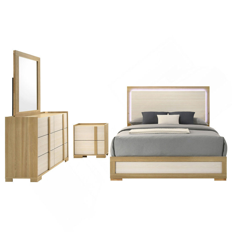 Ensemble de chambre avec grand lit 4 pièces Lincoln Natural