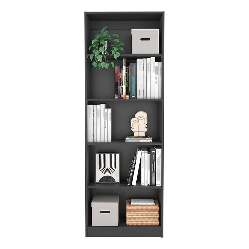 Bibliothèque Home 4 tablettes avec rangement à plusieurs niveaux, Noir