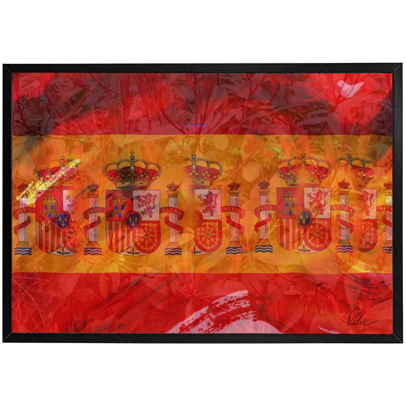 Spain Flag - Single Picture Frame Print, Black, 41cm H x 61cm W x 4cm D