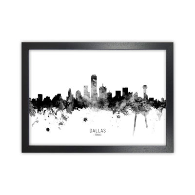 Dallas Texas Skyline Black White City Name by Michael Tompsett - Print