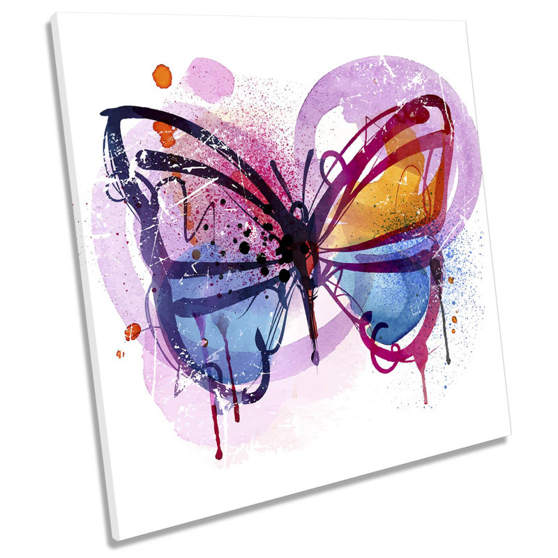 Butterfly Sketch Modern Picture - Wrapped Canvas Print, 60cm H x 60cm W x 2cm D