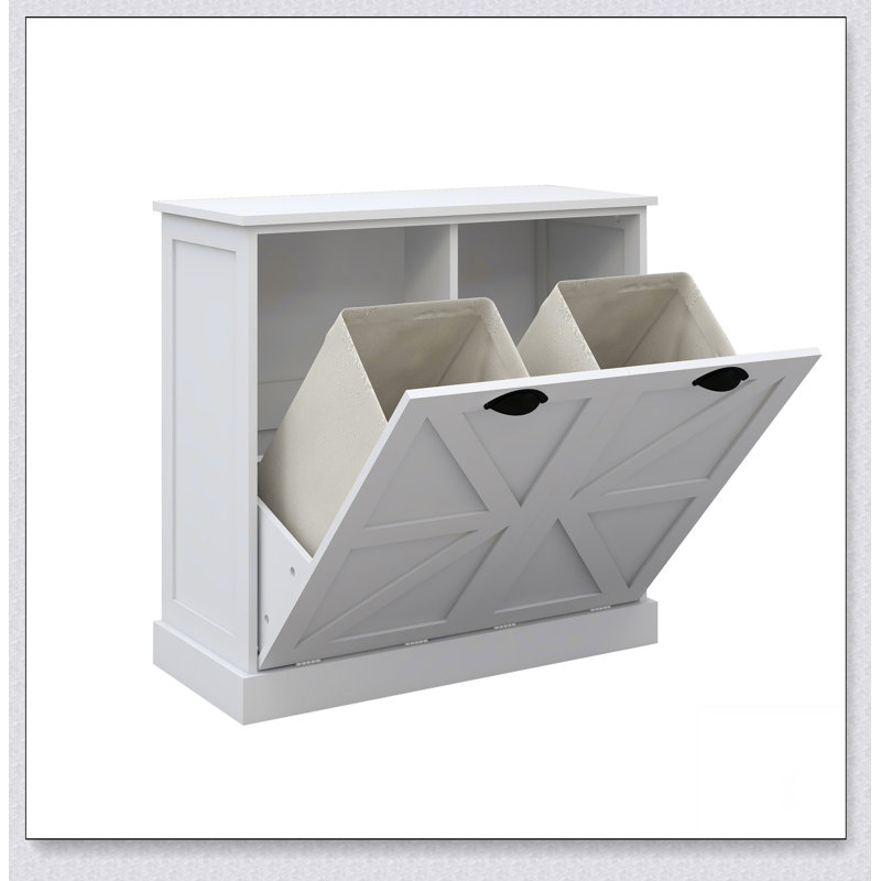 Armoire de trieur de linge à deux compartiments inclinable - blanc