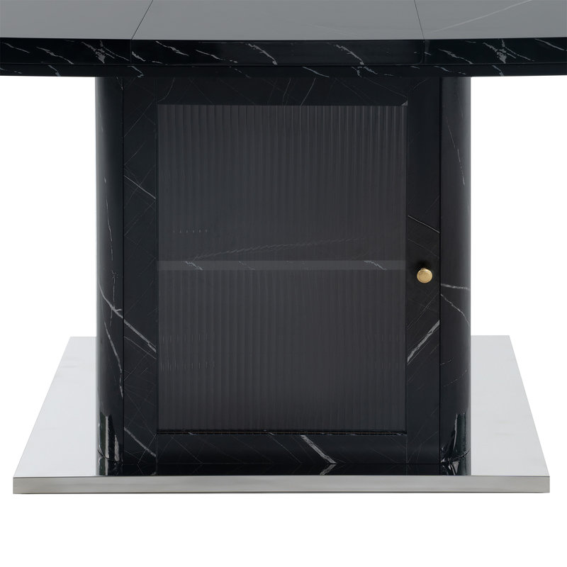 47.24"-63"Modern Rectangle Dining Table(Only Table), Black