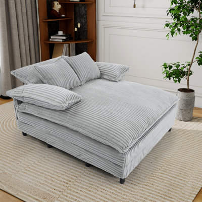 Wide Upholstered Chaise Lounge Chair,Comfy Fluffy Sleeper Sofa Bed by Latitude Run