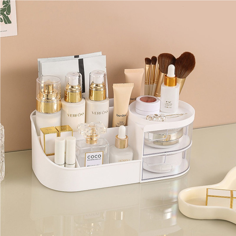 Makeup Storage Organizer Cosmetics Display Case, White