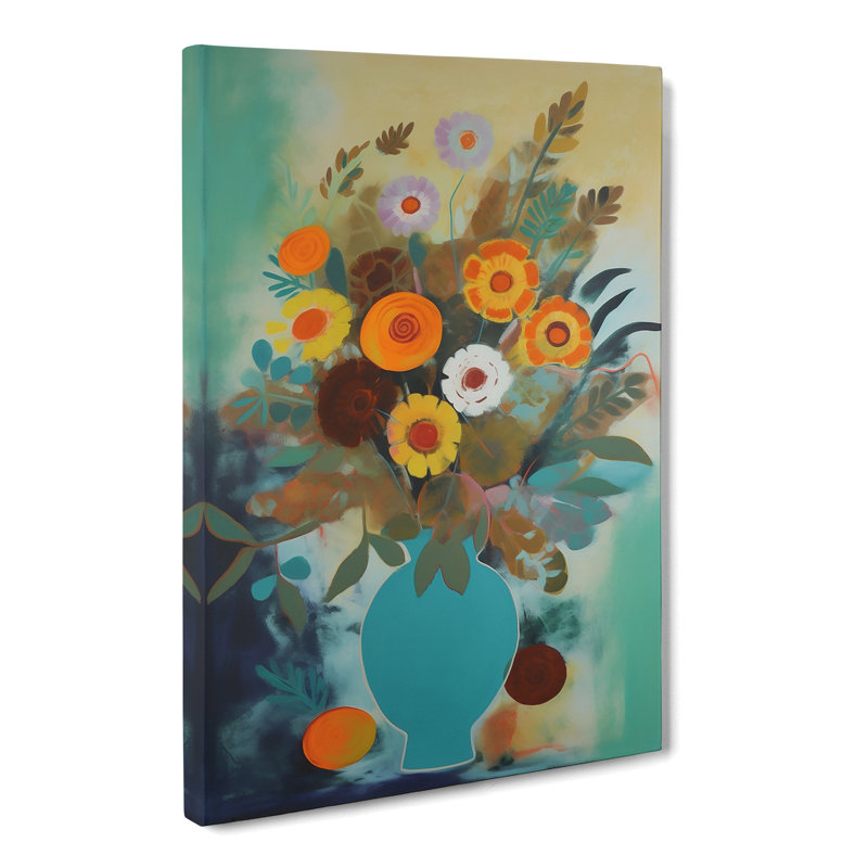 CAN-V0523-1504X Mid Century Modern Flowers Vol.4 - Wrapped Canvas Print, 50cm H x 35cm W x 3cm D