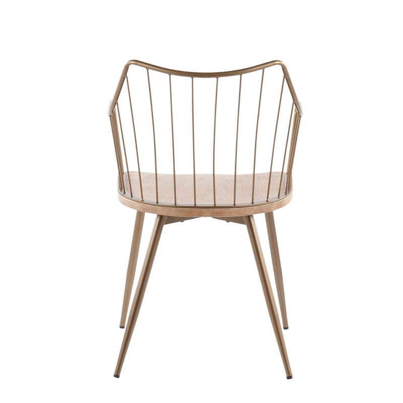 Chaise en métal cuivré antique et bois blanc délavé 1 pièce