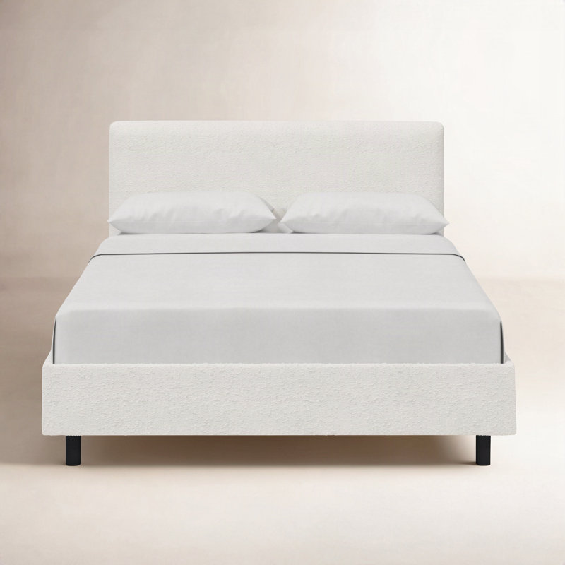 Pyburn Upholstered Platform Bed, King, Classic Snow Boucle