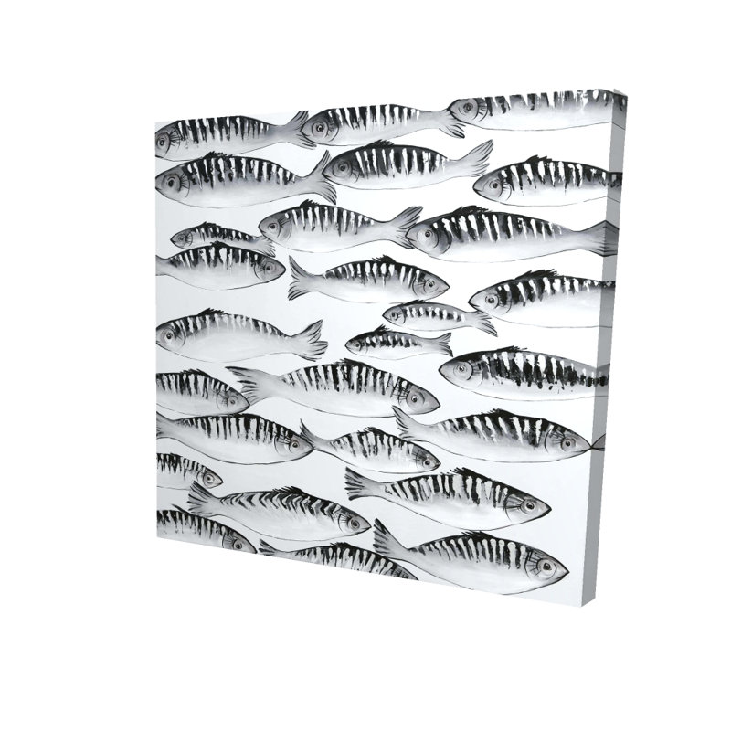 Décoration de chambre gris à banc de poissons gris - animaux blancs