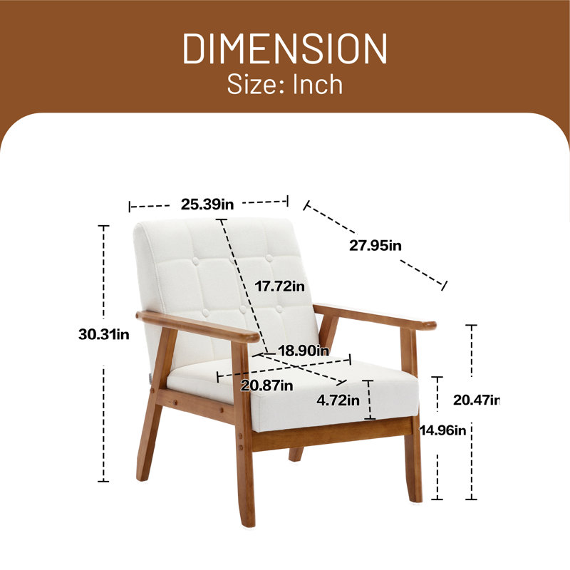 Fauteuil Dilnoza de 25,39 po de largeur, Lin beige