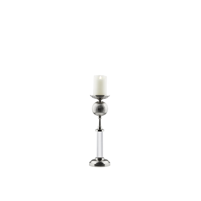 18'' H Metal Tabletop Hurricane, Silver