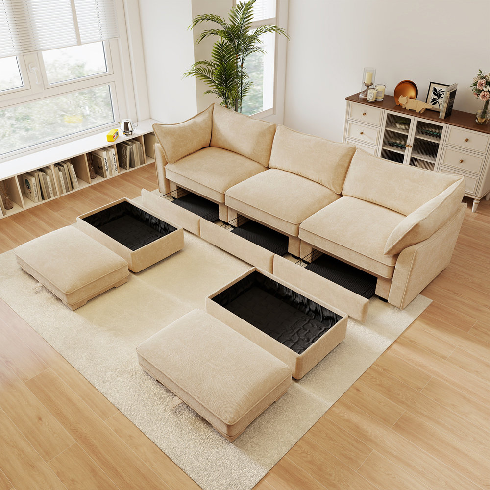 Hokku Designs U Shape Deep Seat Sofa Couch with Ottomans,with with 2 ...