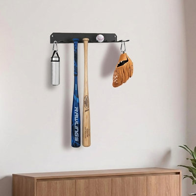 Support mural pour battes de baseball, robuste, en acier, pouvant contenir 16 battes de baseball ou de softball, pour abri, garage ou maison.