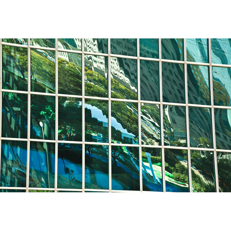 Filiberta Modern Office Architectur At Blue Glass Wall Backgrounds - Wrapped Canvas Print, 30cm H x 46cm W x 3.8cm D