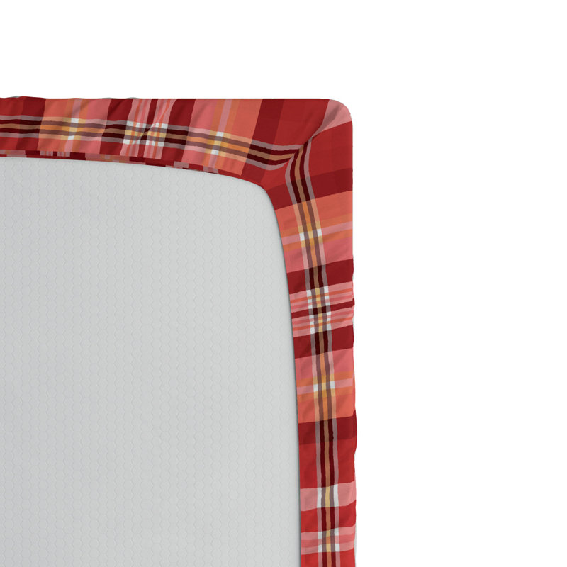 Microfiber Plaid Fitted Sheet, Queen Fitted Sheet, Red Plaid 3