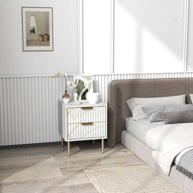 39cm W Manufactured Wood Bedside Table