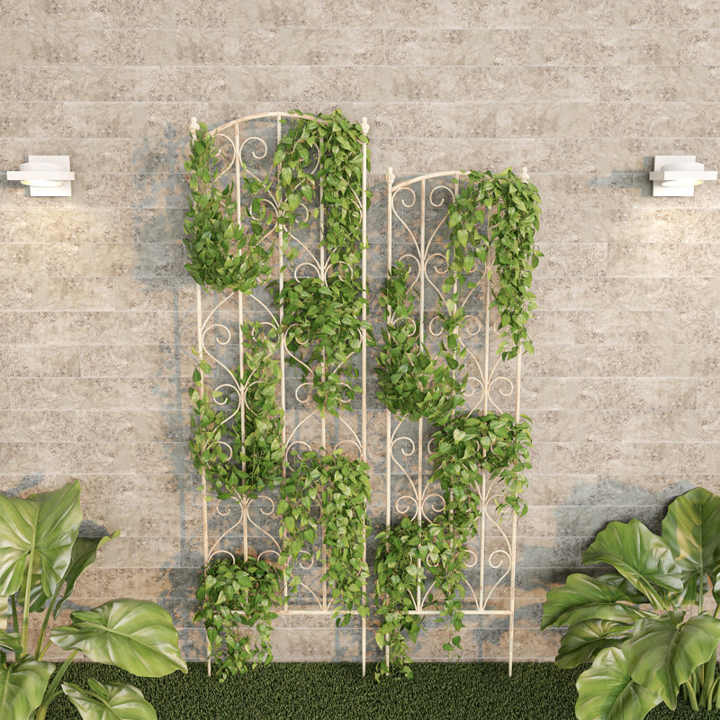 Steel Arched Trellis, White