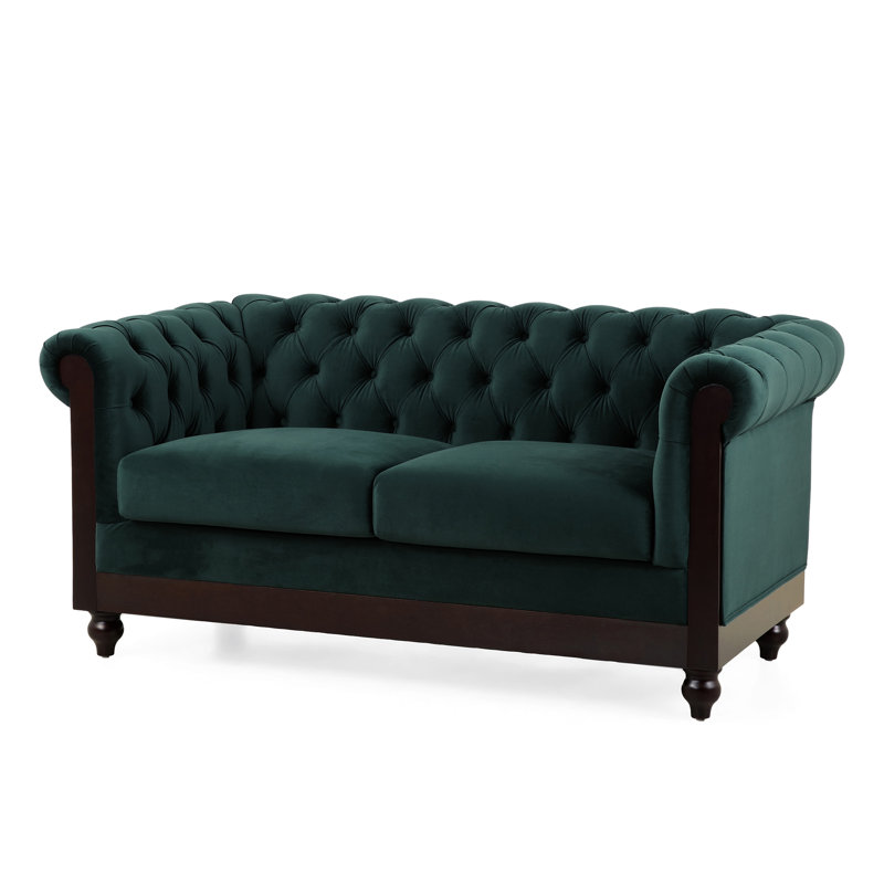 Canapé Chesterfield en velours 59,44 po VIVALUX, Vert foncé