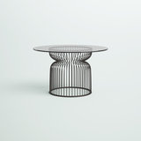 Leonidas Round Glass Top Metal Base Dining Table