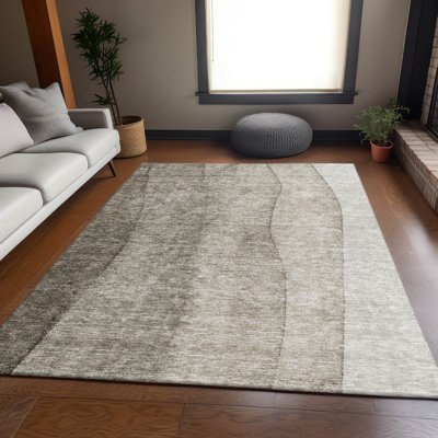 Tapis taupe Prisco lavable à la machine de qualité supérieure