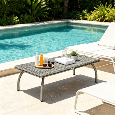 Rectangle Metal Outdoor Dining Table - 90 cm W 50 cm D