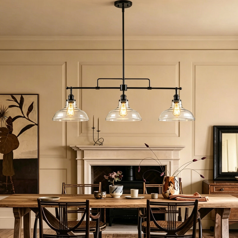 3 - Light Glass Kitchen Island Pendant Light