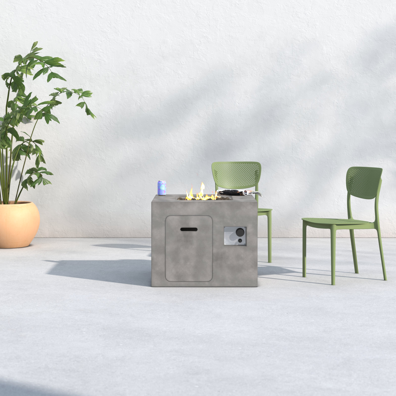 Lennart Square Fire Pit, Concrete