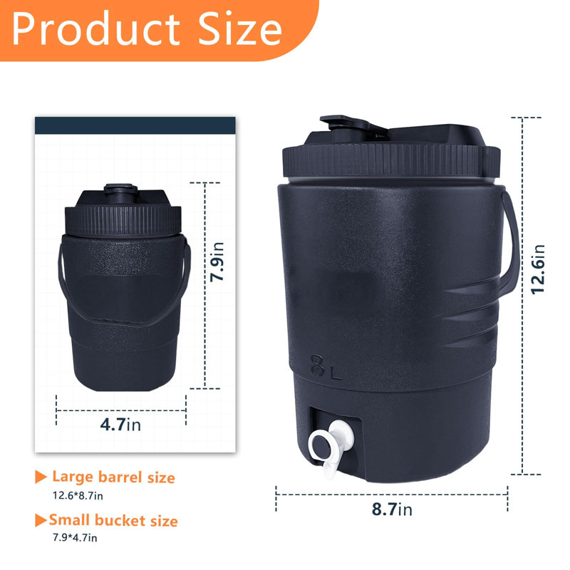 Distributeur d'eau portable 2,2 gallons / 8 L pour refroidisseur d'eau, distributeur isotherme avec bec et 33 oz