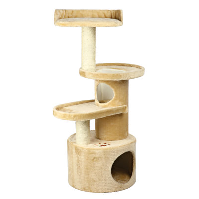 TRIXIE Oviedo 41" Cat Tree, 3-Level Cat Tower, Sisal Scratching Posts, Plush Condo, Tunnel, Platforms