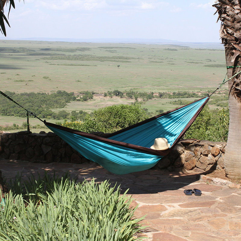 Hamac de camping double Kylee Parachute, Double, Chocolat et turquoise