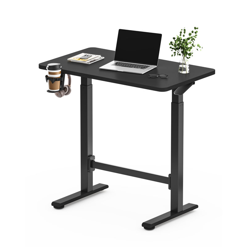 Gas Spring Adjustable Mobile Standing Desk With Wheels, Noir, H 45,3 po x l 31,5 po x P 19,7 po