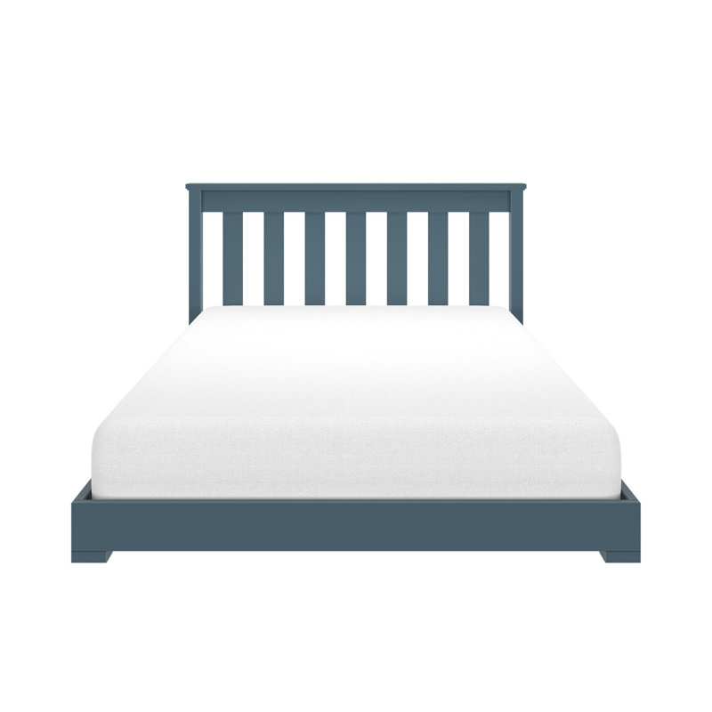Classic Twin Floor Bed, White, Misty Blue