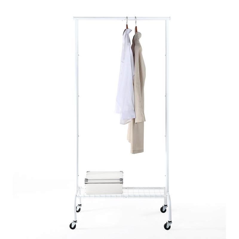 Portant à vêtements compact avec tablette Makaius, Blanc