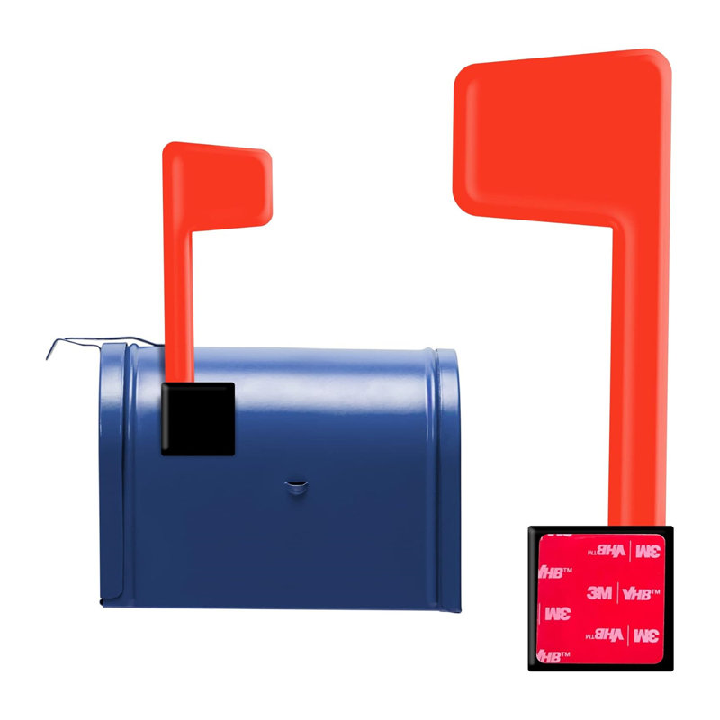 2 Pack Red Mailbox Flag Replacement Kit,Rust-Proof Metal And Peel Stick Universal Mailbox Flag For Outgoing Mail For Outgoing Mail,Red,9.29 X 4.17 X 0.83 Inches