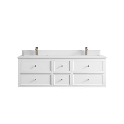 Roswell Floating 60'' Double Bathroom Vanity with Quartz Top