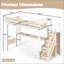 Twin Size Industrial Metal Loft Bed with Built-in Desk & Power Outlet, LED Strip, Metal Loft Bed Frame with Pegboard & Mesh Storage Baskets, Storage Stairs with Wardrobe, White
