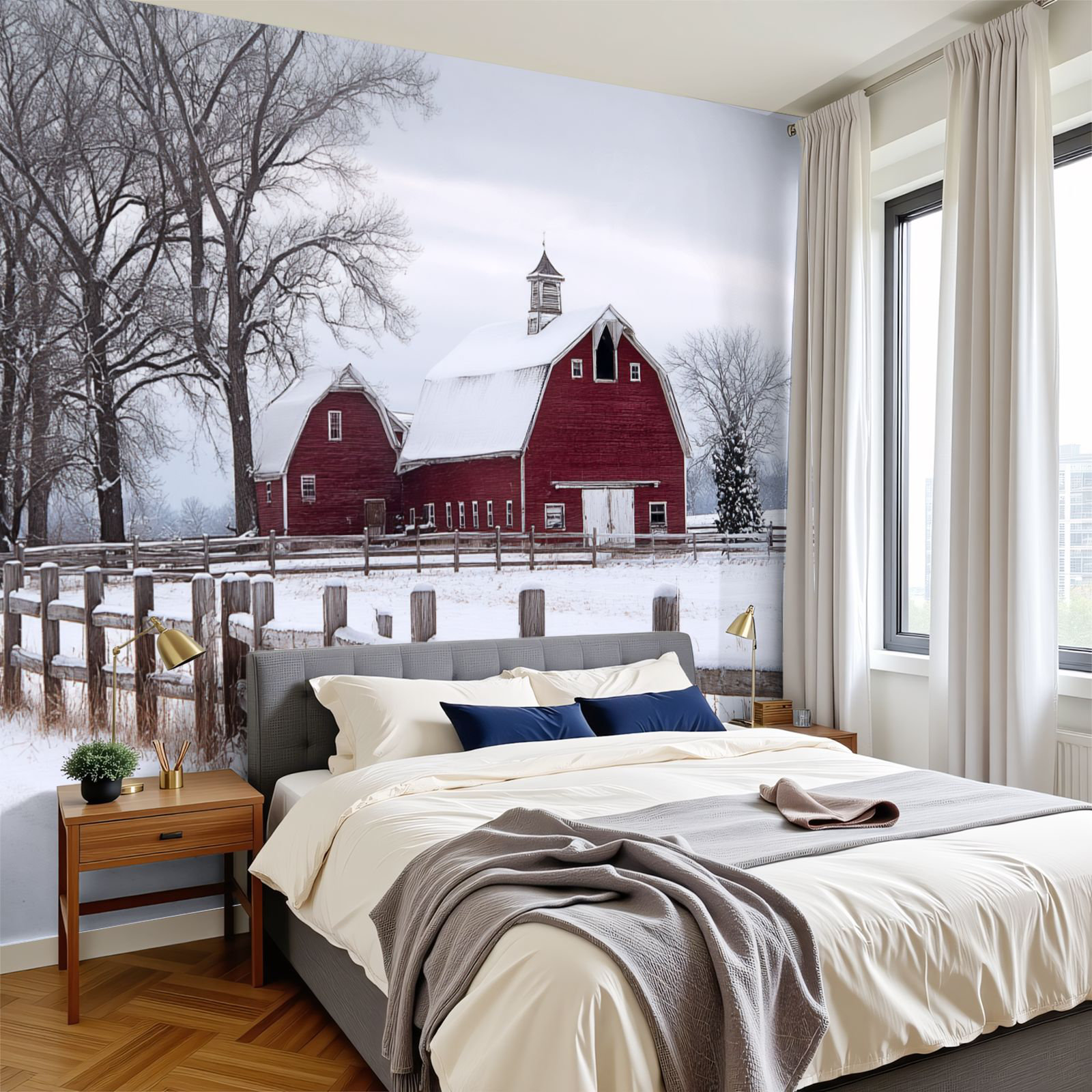 Red Barrel Studio® Peel and Stick Wallpaper Beautiful Winter Scene New ...