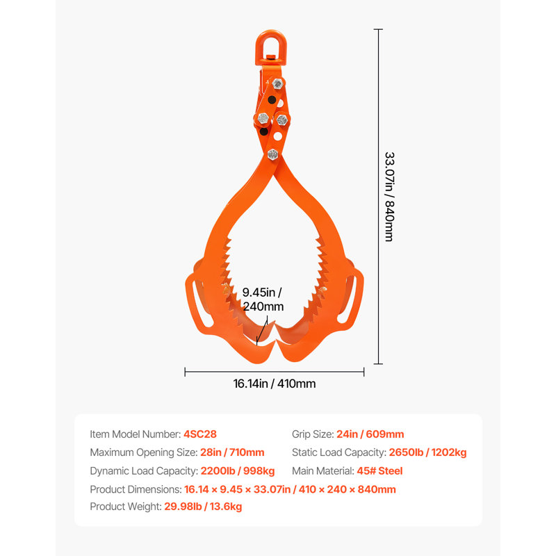 Outils à bûches pivotants 28 po