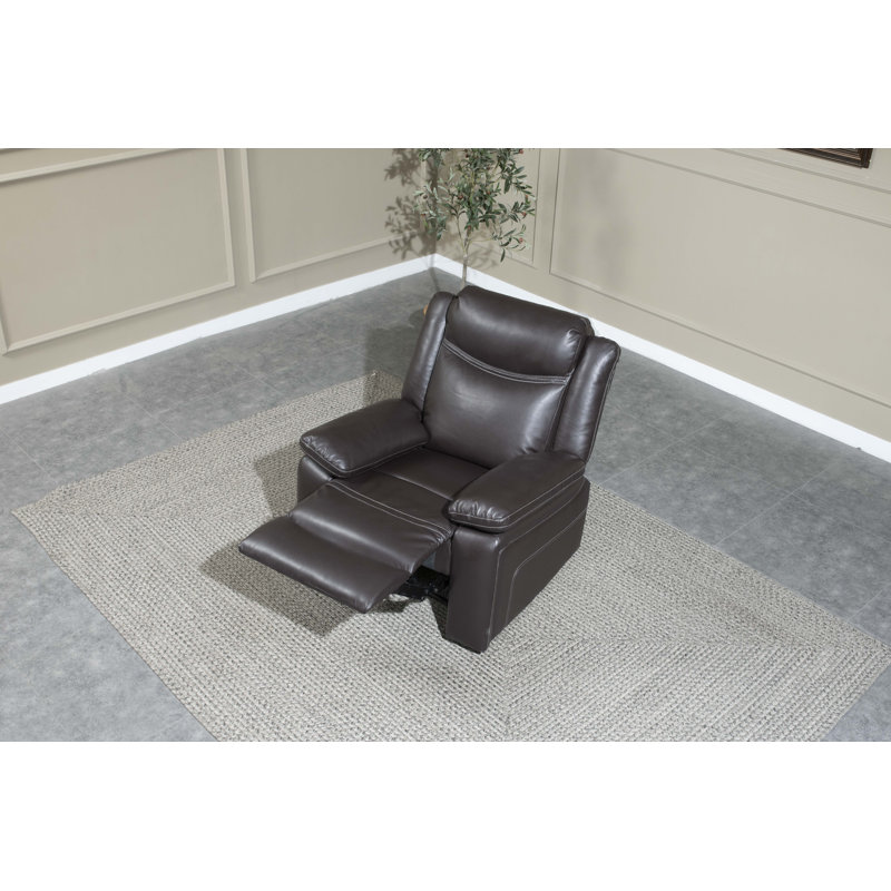 Modern PU Leather Upholstered Motion Recliner with Pillow Top Armrest, Back Cushions, Brown