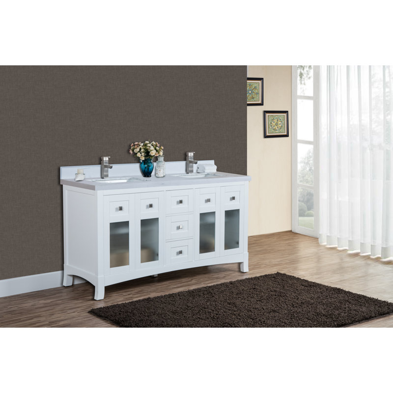 Ensemble de meuble-lavabo double 61 po Peden, Quartz Carrare