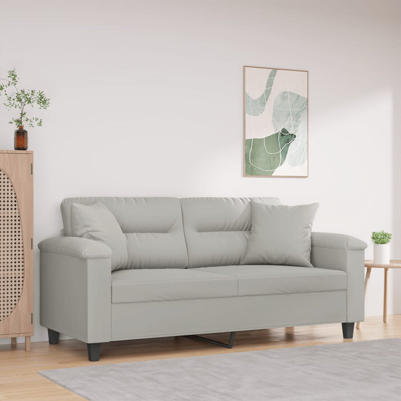 Maeola Upholstered 78'' Sofa, Light Gray Microfiber/Microsuede, 31.5" H x 66.9" W x 30.3" D