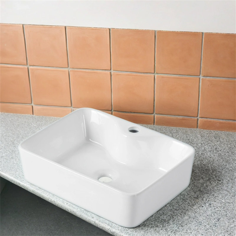 White Ceramic Above Counter Bathroom Sink Basin – Artistic Modern Design | Durable, Easy To Clean & Stylish For Vanities
