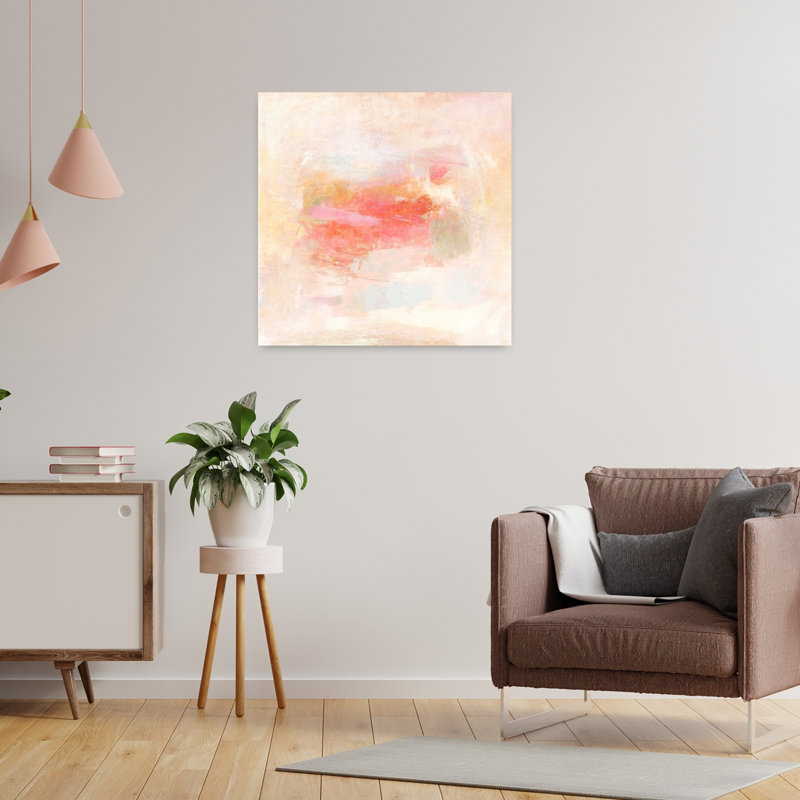 Art contemporain abstrait rosé, H 24 po x l 24 po