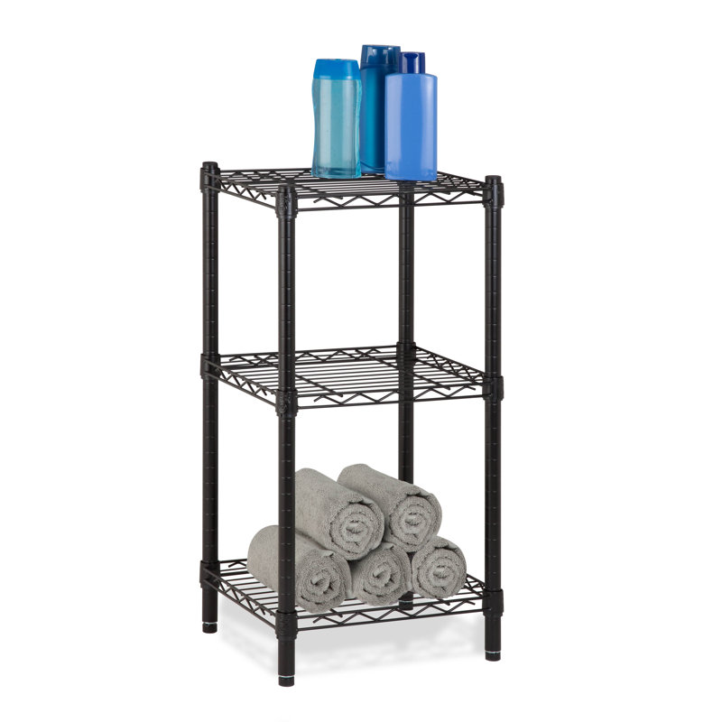Étagère en acier à 3 niveaux (H 30 po x l 15 po x P 14 po), Noir / Noir