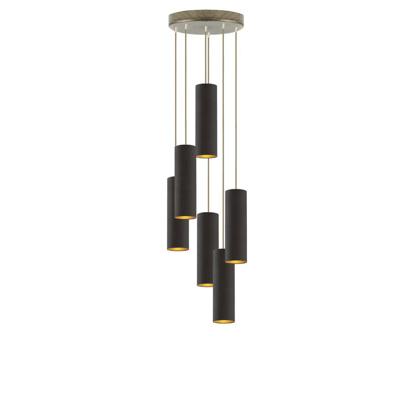 Donn 6 - Light Cluster Pendant, Brushed Bronze, Black