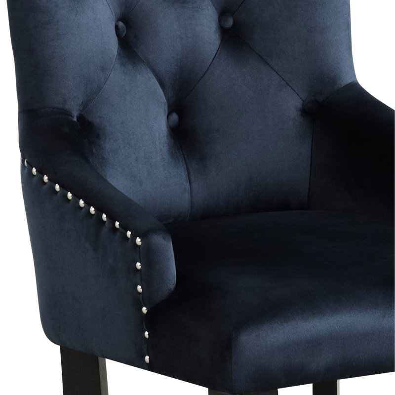Fauteuil confortable en velours bleu marine foncé - Plancher de 15 po avec l 27 po et support de poids avec rembourrage en mousse