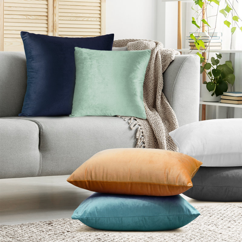 Housse de coussin en velours , H 16 po x l 16 po, Vert