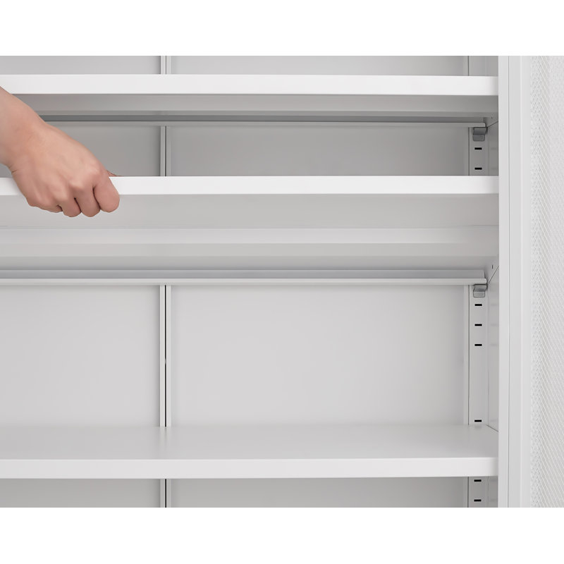 Armoire à chaussures moderne à double porte minimaliste avec portes en filet et fond creux pour armoire de rangement à haut pied, compatible avec les aspirateurs robotiques, noir