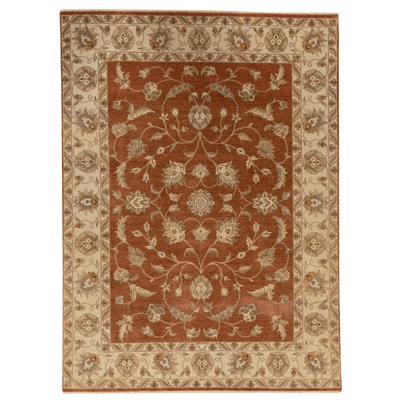 Tapis rouille et ivoire noué à la main de haute qualité